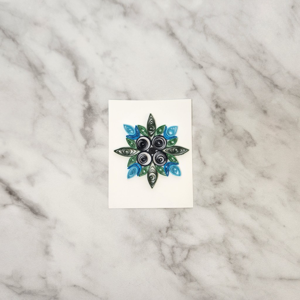 Blue & Green Star Mandala Quilled Greeting Card