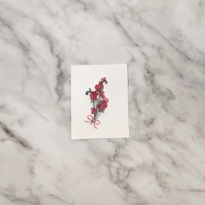 Pink Flower Bouquet Quilled Greeting Card