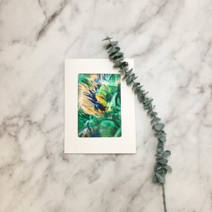 Green & Cream Abstract – Encaustic Wax Window Card
