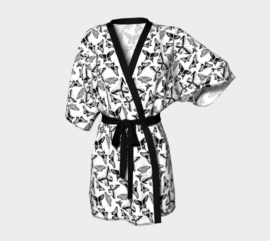 Black Butterfly 100% Silk Kimono